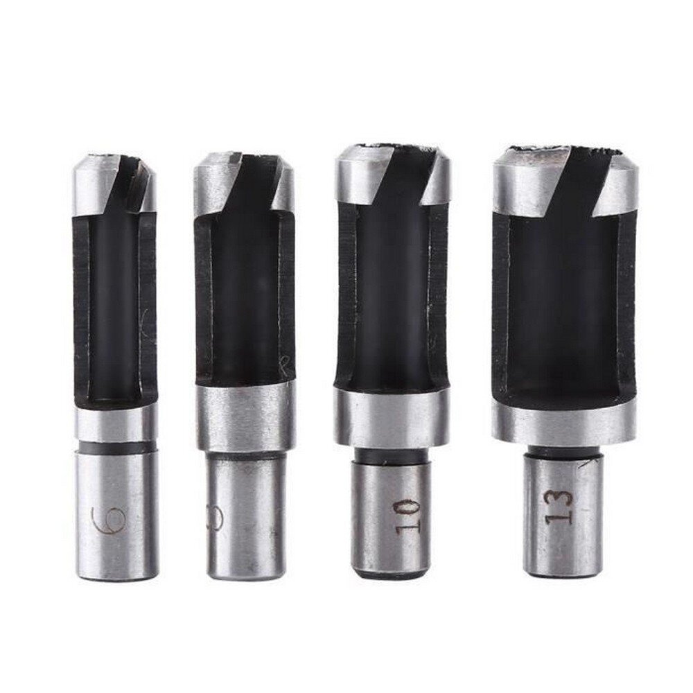 Woodworking Tool 4 Pieces Steel Wood Plug Cutters Woodworking Dowel Maker Cutting Tool 6/8/10/13Mm
